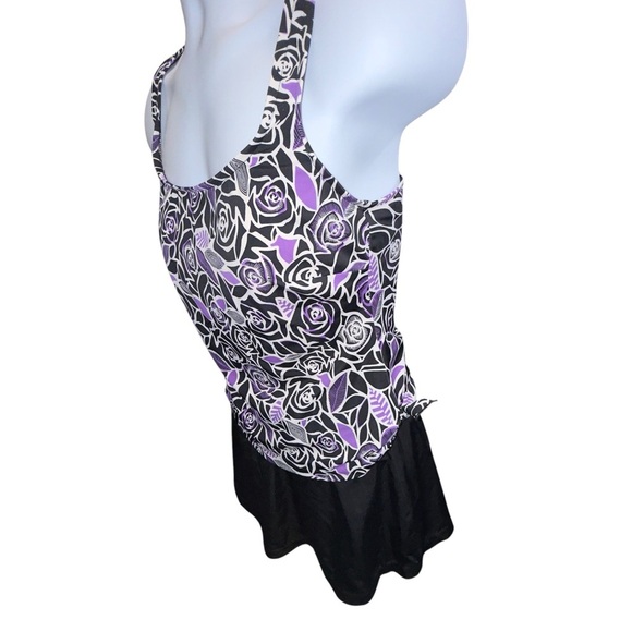 Vintage Maxine of Hollywood Purple Floral Swim Beach Vacation Dress - Picture 5 of 11